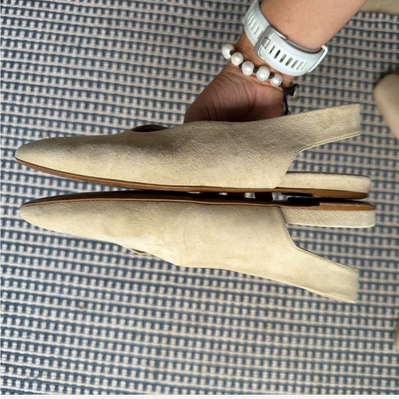 Everlane pointed toe sling back flats - women’s size 8 in cream suede - Picture 3 of 6